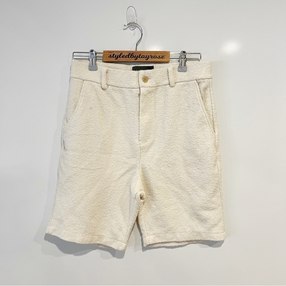 Zara Man Ivory Boucle Textured Fuzzy Shorts